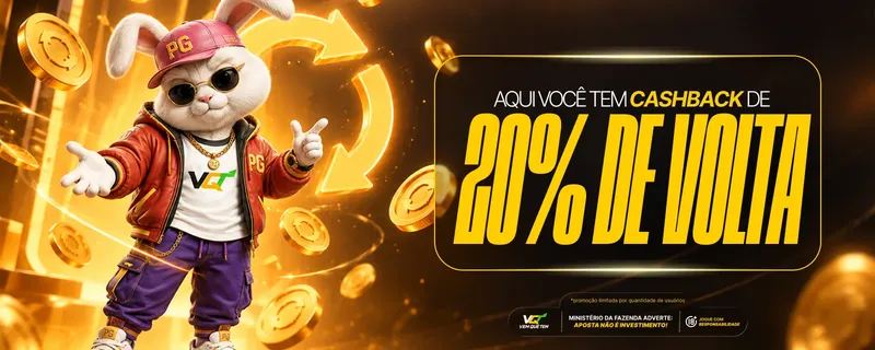 Banner do cashback semanal de 20% em caça-níqueis